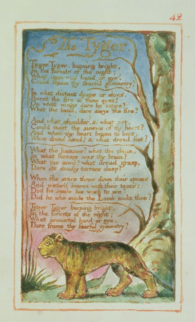 Der Tiger: Platte 42 aus Songs of Innocence and of Experience (Kopie AA) ca. 1815-26 von William Blake